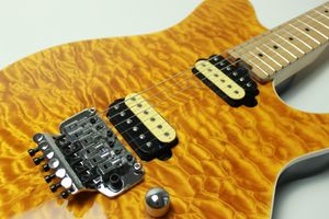 Rare Edward Van Halen Wolf Axis, dessus en érable matelassé jaune, guitare électrique, manche en érable, cordier Floyd Rose Tremolo