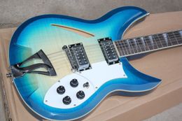 Promotie! Vlam Maple Top 330 360 12 Strings Blue Sunburst White Hollow Body Electric Guitar, Triangle Inlay, TV Jones Pickups, Bigs Bridge