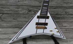 Rare Jack Son Exclusive Randy Rhoads RR 1 Black Pinstripe White Flying V Guitare électrique Gold Hardware Block Mop Inclay Tremolo T8504026