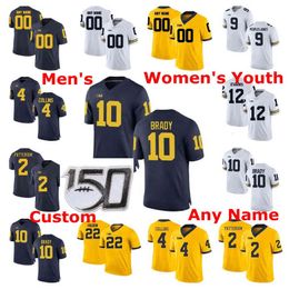 Rare Michigan Wolverines College Football Maillots Hommes Brandon Peters Jersey Zach Gentry Grant Perry Chase Winovich Glasgow Custom Stitched