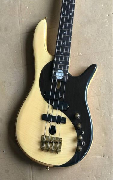 RARE basse en bois naturel Yin Yang 4 cordes guitare basse électrique 24 frettes corps en aulne micros EMG diagramme de l'univers 2779265