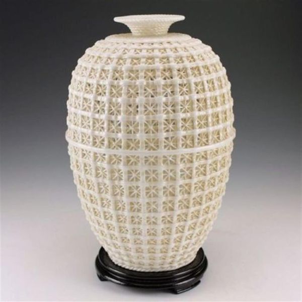 Grand vase en céramique dehua ajouré, Rare et antique Oriental, fait à la main, 249F