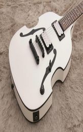 Raro PGM700 PGM 700 Paul Gilbert MIJ Violín Guitarra eléctrica blanca Doble orificio F Pintura Hardware negro Encuadernación del cuerpo Doble individual 1303334