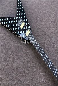 Zeldzame Randy Rhoads Polka Dot Flying V Zwart Wit Elektrische Gitaar Floyd Rose Tremolo Bridge Whammy Bar Grover Tuners4478905