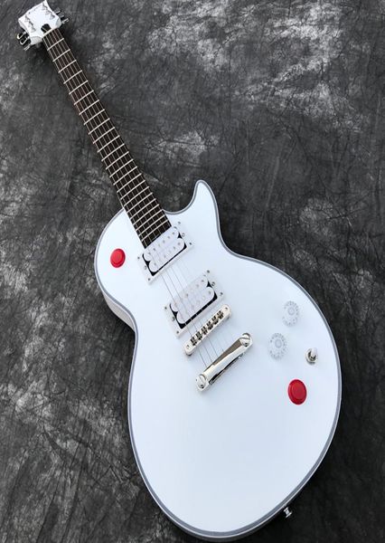 Botón rojo raro Botón Botón Matar el interruptor Buckethead Firma Alpine White Electric Guitar 24 Jumbo Basts Little Pin Tone Pro BR4227109