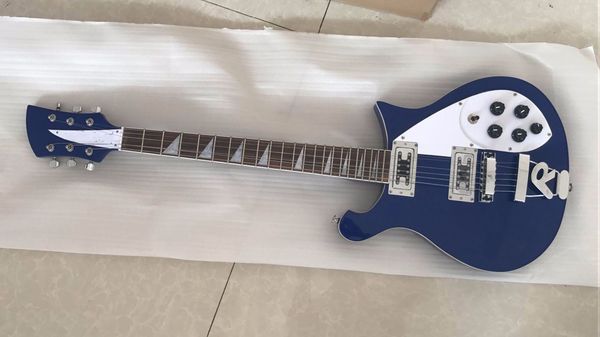 Rare Ric 620 Guitare électrique bleue avec étui modèle 620 21 frettes Sortie mono et stéréo Triangle White Pearl Inlay 2 micros grille-pain