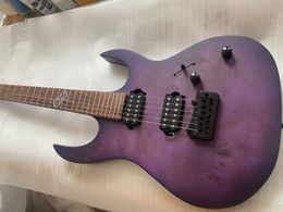 Zeldzame Solar Purple Burl Spalted esdoorn top elektrische gitaar hals door body, zwarte hardware, Wenge Bubinga sandwich hals tremolo brug