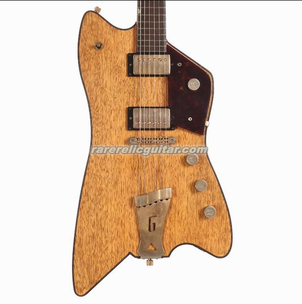 Rare Stephen Stern Korina Caddy Billy Bo Jupiter Natural Thunderbird Guitare électrique Corps noir Reliure G Logo Boutons Grover Imperial Tuners Red Pearl Pickguard
