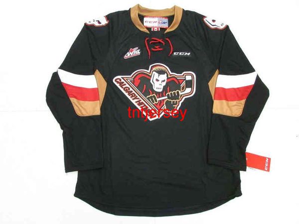 rare STITCHED CUSTOM CALGARY HITMEN WHL NOIR Maillot de hockey CCM Ajouter n'importe quel nom Numéro Hommes Jeunes Femmes XS-5XL