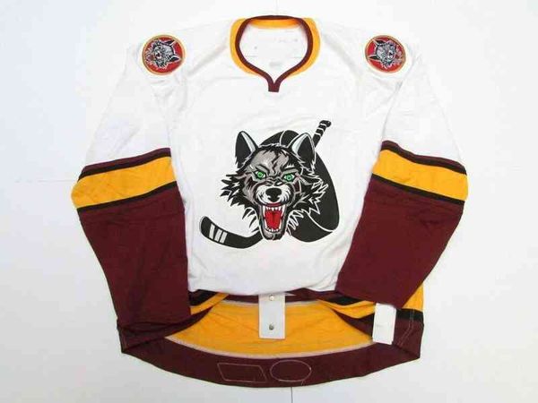 CHICAGO WOLVES PERSONNALISÉ rare AHL BLANC Maillot de hockey Ajouter n'importe quel numéro de nom Hommes Jeunes Femmes XS-5XL