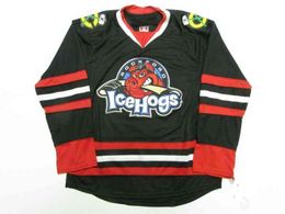 rare STITCHED CUSTOM ROCKFORD ICEHOGS AHL BLACK THIRD Hockey Jersey Add Any Name Number Men Youth Women XS-5XL