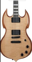 Rare Wylde Audio Barbarian Flame Natural Maple Top SG Guitare électrique Grande Incruce Black Hardware Grover Taillers 3 Knobs9560527