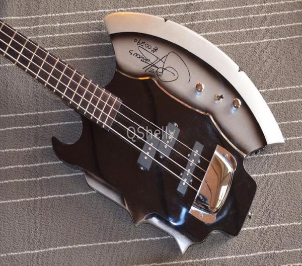 Raro Xort Gene Simmons Ax Signature Guitar Black Sliver 4 cuerdas Basos eléctricos Basos Precisión Basco Pickup Chrome Bridg3741687