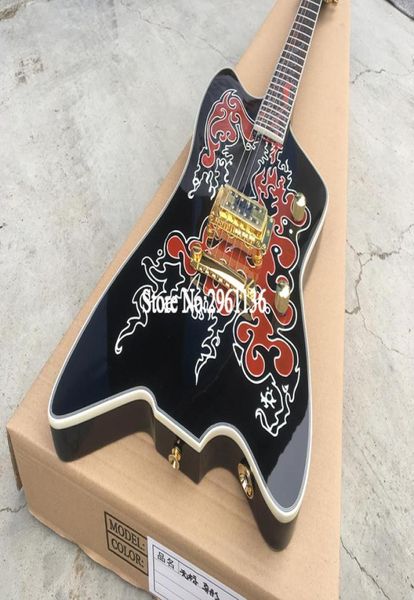 Rare ZZ Top Gre G6199 Billy Bo Jupiter construit pour guitare électrique Billy Gib Black Thunderbird, prises d'entrée rondes, micro unique Gol7928062