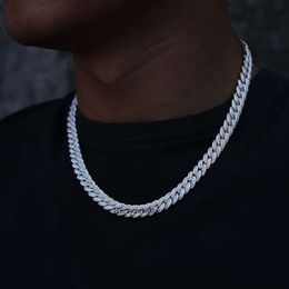 Rarity Factory Prix Gra Iced Out Hip Hop Bijoux épais VVS VVS Bracelet Moisanite Chaîne de liaison cubaine de 8 mm avec diamant