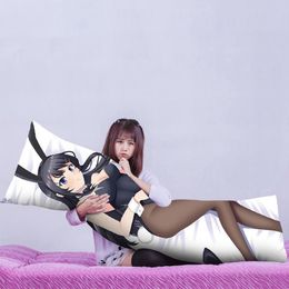 Rascal ne rêve pas de Bunny Girl Senpai Seishun Buta Yaro Sakurajima Mai taie d'oreiller câlin Dakimakura taie d'oreiller couverture 2301m