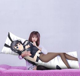 Rascal ne rêve pas de la fille de lapin Senpai Seishun Buta Yaro Sakurajima Mai embrasse la taie d'oreiller dakimakura couverture de couverture