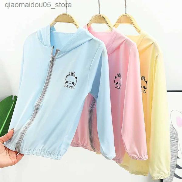 Rash Guard Shirts Vêtements d'été pour enfants petite fille veste mince bébé cardigan vêtements de coucher de soleil pour enfants dessin animé veste à capuche imperméable extérieure garçons Q240227