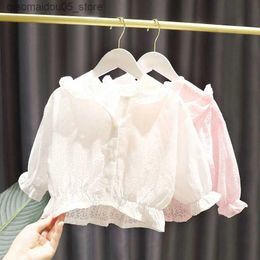 Rash Guard Shirts Été Vêtements de protection solaire légers pour les tout-petits et les bébés filles veste florale poitrine unique enfants 0-4 ans Q240227