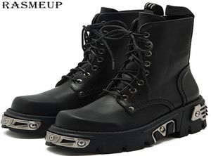 Rasmeup 6cm Punk Style Platform Boots Boots Women039s Boot de motocicleta Fashion Ladies Shoes Chunky Decoración de metal Negro 2011089178647333