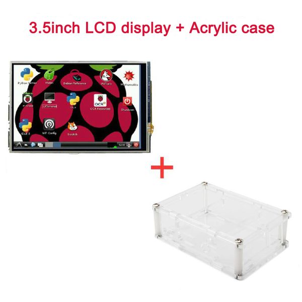 Livraison gratuite Raspberry Pi Module d'affichage LCD de 3,5 pouces Écran tactile LCD avec boîtier en acrylique Boîtier transparent Support Raspberry Pi 3 Raspberry Pi 2