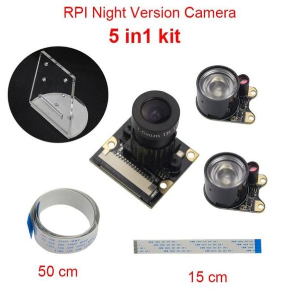 Raspberry Pi 3 caméra focale réglable Module de caméra de Vision nocturne capteur IR lumière support acrylique FFC pour Raspberr5223515