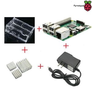 Envío gratuito Raspberry Pi 3 Modelo B 1 GB de RAM 12 GHz CPU de cuatro núcleos ARM de 64 bits con carcasa transparente 5 V 25 A Adaptador de corriente Disipador de calor Nnlfp