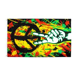 RASTA Peace Grafitti Flag entier 3x5ft Factory 100 Polyester pour décoration6398869