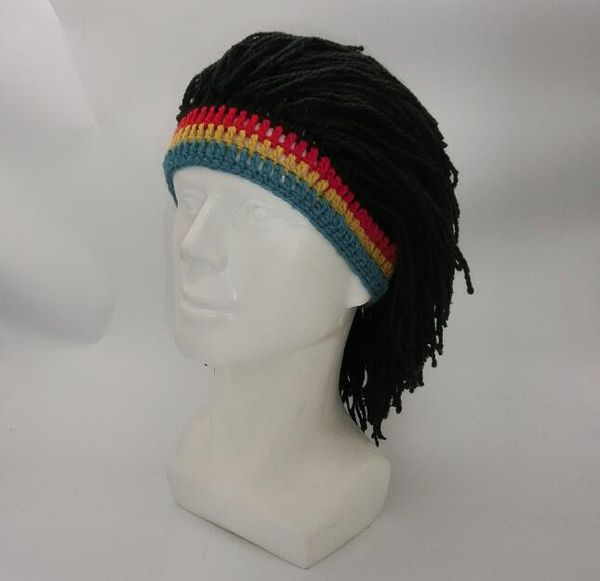 Rasta peluca Beanie Caps para hombres hecho a mano ganchillo invierno cálido sombrero Gorros Halloween vacaciones cumpleaños regalos divertido fiesta pasamontañas GC658