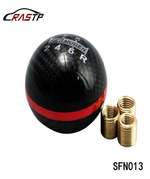 RASTP Mugen Ball Type 5 Perilla de palanca de cambios de carreras de 6 velocidades Fibra de carbono negra con línea roja RSSFN0138347307