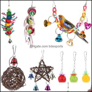 Rotin Ball Pet Perroquet Oiseau Jouets À Mâcher Escalade Balançoire Pour Perroquets Cage Escaliers Windchimes Drôle Bell Lovely Play Drop Delivery 2021 Autre S