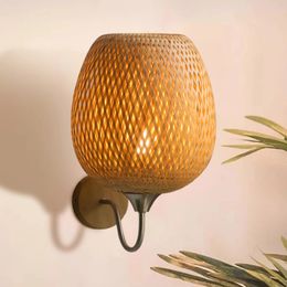 Rotan Bamboe Wandkandelaar Lichtpunt Vintage Lamp Verlichting Nachtkastje Retro Industrieel Decor Eetkamer Slaapkamer 240325