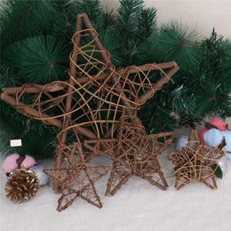 Kerstversiering Rotan vijfpuntige ster DIY bal ornamenten verjaardagsfeestje houten hanger xmas woning decoratie1