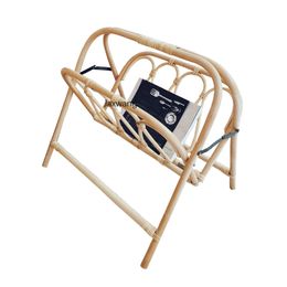 Rattan Magazine Rack Nordic Design Wicker Magazine Organizer Folding Art Krant en tijdschriften Splank Vloer Ins Magazine Racks