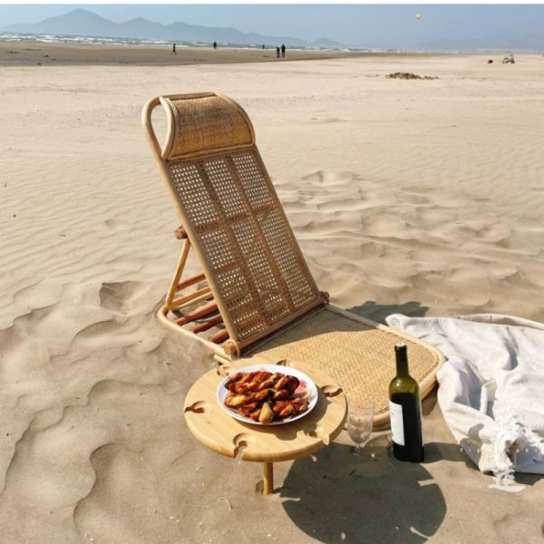 Roard Tatami Recarqueur portable: pliage de plage de plage en osier en osier bambou poule chaise chaise chaise pliable