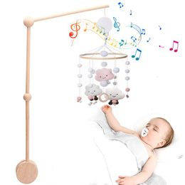 Ratels Mobiles 1set Baby Bed Bell Toys voor 012 maanden houten op de geboorte muziekdoos hangende items 230411