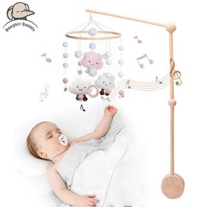 Ratels Mobiles 1set cartoon houten bed klokken voor kindermontage beugel geboren baby speelgoed baby wieg mobiele bell accessoires 230525