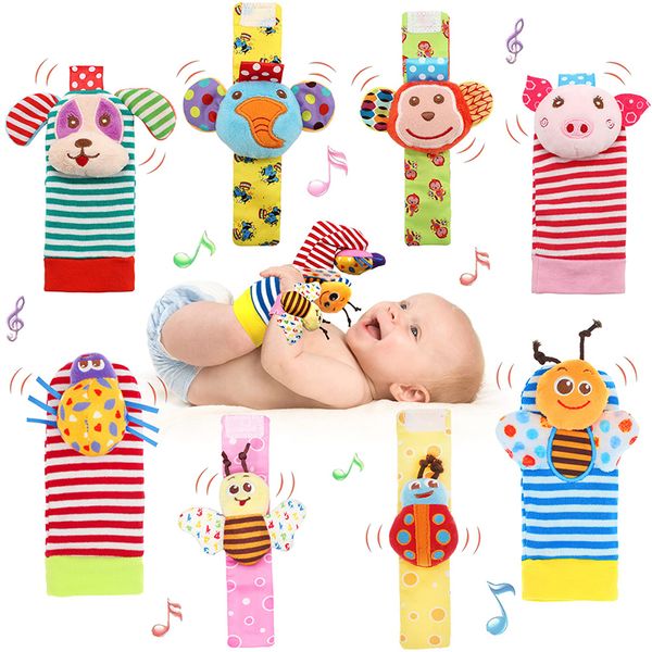 Rattles Mobiles 4 piezas Set Soft Baby Rattle Toys Buscador de pies Calcetines Muñecas Sonajeros Actividad Regalo presente para bebés recién nacidos 012 meses 230901