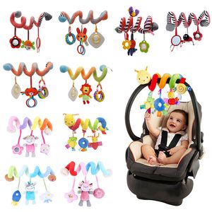 Ratels Mobiles Aswj Baby Spiral Ratels Mobiles Soft Infant Crib Bed Stroller speelgoed voor Geboren autostoel Educatieve handdoek Bebe Toys 0-12 maanden 230517