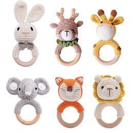 Ratels Mobiles Baby Crochet Animal Wooden Toys for Children BPA Gratis Wood Tentether Stroller Game Educatief speelgoed Geboren geschenk 230427