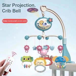 Rammelaars Mobiles Baby-afstandsbediening Bedbel kan worden vastgezet Rammelaar 360 graden draaibare cartoon hanger projectie met muziekdoos entertainment 230615