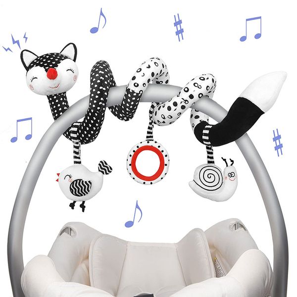 Hochets mobiles bébé spirale jouets en peluche noir blanc poussette extensible activité siège de voiture suspendu hochet berceau mobile sensoriel pour né 230427