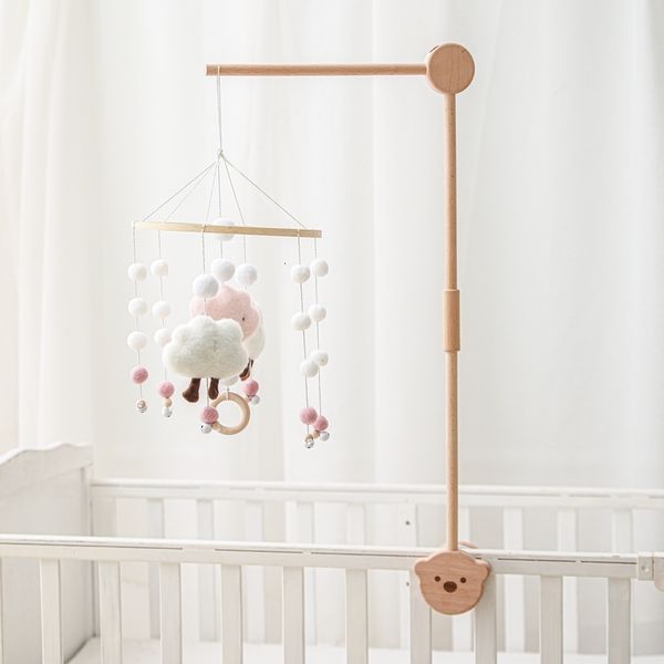 Hochets mobiles bébé lit en bois cloche support dessin animé ours berceau lit cloche support Mobile suspendus hochets support de jouet bras support berceau décoration 230203