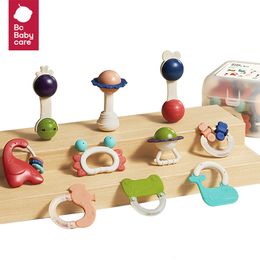 Ratels Mobiles BC Babycare 10stcs Baby TEETHER SET ZUCHT SHake Ramma Play Toys Chewing Silicone Montessori Toy 0 6 maanden cadeau 230307