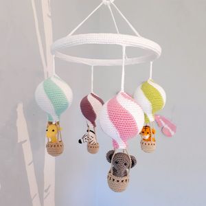 Rammelaars Mobiles kinderkamer decoratie stijl baby bed rammelaar dier lucht ballon bed Bel mooie hand geweven decoratie 230607