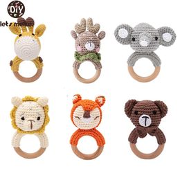 Hochets Mobiles Lets Make 1 PC Crochet Animal Hochet Sucette Bracelet En Bois Dentition Bébé Produit Mobile Landau Berceau Anneau Jouets cadeau né 230615