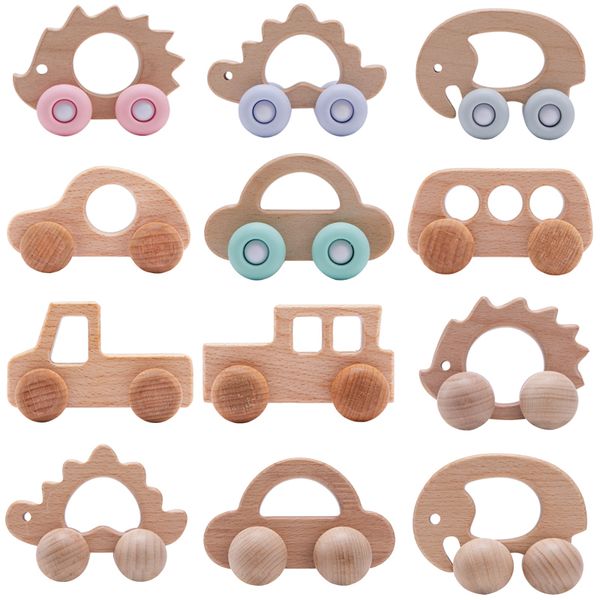 Hochets mobiles permet de fabriquer des jouets en bois pour bébé de 0 à 12 mois, 1 pièce pour bébés, voiture en hêtre, hérisson, éléphant, nourrissons éducatifs, développement né 230901