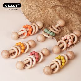 Rattles Mobiles Diseño original Máutano de madera personalizado Baby Toy Toy Toy Wooden Silicone Rattle