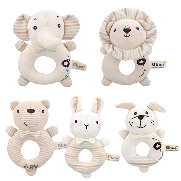 Hochets mobiles en peluche hochets doux jouet pour plus de 0 mois né bébé Shaker éléphant Lion ours lapin dessin animé peluche anneau hochet 230901