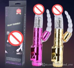 Vibratrice de lapin à rattraple Vibratrice Double moteur Rotation AV Vibrateurs anal Dildo Vibrator Sex Toys 7 Vitesse 4 Fréquence2266716